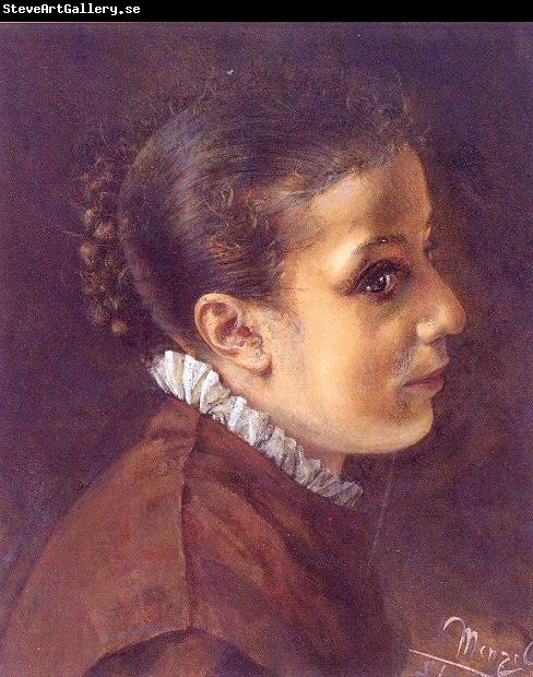 Adolph von Menzel Head of a Girl